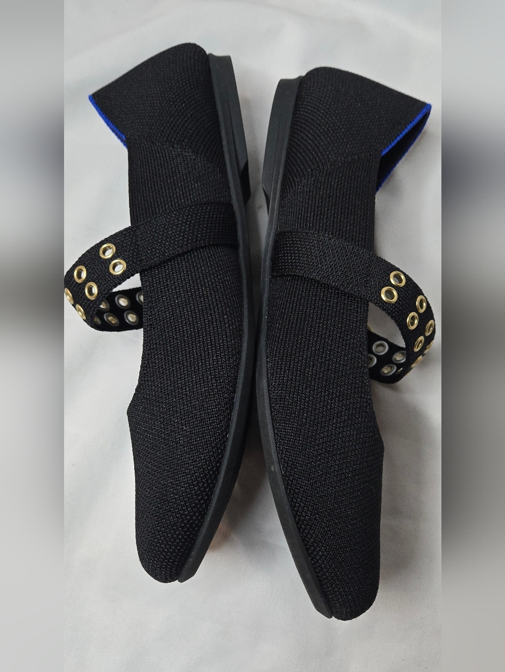Rothy's Black The Ballet Mary Jane Flats Gold Buckle and Strap Women's 7 - Picture 5 of 12